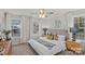 Cozy bedroom featuring a comfortable bed, neutral decor, two windows, and side tables with modern lamps at 207 Putnam St, Shelby, NC 28152