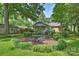 A lush lawn leads to a patio with comfortable seating at 5211 Londonderry Rd, Charlotte, NC 28210
