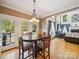 Bright dining area with access to the pool, wood floors, and an inviting atmosphere for dining at 6523 Alba Rose Ln, Huntersville, NC 28078