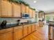 Well-equipped kitchen featuring wooden cabinets, black granite countertops, and stainless steel appliances at 6523 Alba Rose Ln, Huntersville, NC 28078