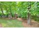 A backyard play area with a custom-built playhouse with swings and a slide at 1241 Brough Hall Dr, Waxhaw, NC 28173