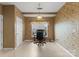 Carpeted office space featuring neutral walls, a window overlooking the front yard, and overhead lighting at 133 Fontanelle Dr, Mooresville, NC 28115