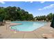 Large community swimming pool surrounded by lounge chairs, greenery and umbrellas at 133 Fontanelle Dr, Mooresville, NC 28115
