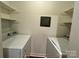 Well-lit laundry room with washer and dryer hookups, and shelving for storage, ready for appliances at 1600 Sharon W Rd # 16, Charlotte, NC 28210