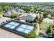 Aerial view of the pickleball courts and clubhouse, offering recreational opportunities for residents at 18236 Coulter Pkwy, Cornelius, NC 28031
