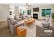 Bright, open living room with a fireplace, large windows, and comfortable seating at 2027 Brook View Ct, Matthews, NC 28104