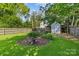 Beautiful backyard featuring a charming garden, wooden fence, and shed at 3035 Florida Ave, Charlotte, NC 28205