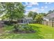 Overview of the backyard featuring a patio, screened-in porch, and lush landscaping at 3035 Florida Ave, Charlotte, NC 28205