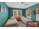 Bedroom showcasing twin beds, natural light, and stylish interior design at 3035 Florida Ave, Charlotte, NC 28205
