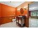 Cozy bathroom with an eye-catching geometric tiled floor and unique sink at 3135 Lake Shore S Rd, Denver, NC 28037