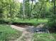 Serene view of a gentle creek flowing through a lush, wooded area with park benches at 5425 Creek Run Ct, Kings Mountain, NC 28086