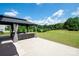 Beautifully landscaped backyard with a covered patio area at 1019 Beacon Ave, Monroe, NC 28110