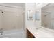 Standard bathroom with a shower-tub combo and a single sink vanity at 1604 Sharon W Rd, Charlotte, NC 28210