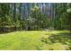 Large backyard with a picnic table nestled in the shade of towering trees at 168 Blue Ridge Trl, Mooresville, NC 28117