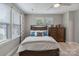 Bedroom with soft carpet, a dark wood bed, and two large windows allowing natural light at 2969 Simpson Dr, Charlotte, NC 28205