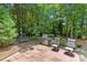 Backyard patio features grill and seating area surrounded by trees at 4263 Rambling Rose Ln # 23, Rock Hill, SC 29732