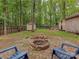 Enjoy outdoor gatherings around the stone fire pit, complemented by mature trees and storage sheds at 5109 Walnut Grove Ln, Charlotte, NC 28227