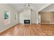 Spacious living room with vaulted ceiling, fireplace, and beautiful hardwood floors at 6249 Hayden Dr, Hickory, NC 28601