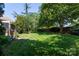 Spacious backyard with lush green lawn, mature trees, and lovely landscaping for outdoor enjoyment at 6507 Fairway Point Dr, Charlotte, NC 28269