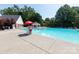 Resort-style community pool with ample seating, lifeguard on duty, and lush landscaping for relaxation at 6507 Fairway Point Dr, Charlotte, NC 28269