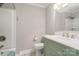 The updated bathroom features a walk-in shower, modern fixtures, and elegant vanity at 1006 Home Trl, Gastonia, NC 28052