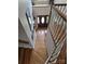 Elegant wood staircase with white railings leading to the upper level of the home at 103 Northchase Dr, Concord, NC 28027