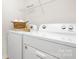 Efficient laundry room with white appliances and convenient storage shelves at 11209 Cardinal Creek Ave, Charlotte, NC 28215