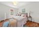 Bright bedroom with a sitting area, wood floors, and a colorful area rug at 124 Marion St, Clover, SC 29710