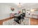 Charming dining room featuring wainscoting, wood floors, and colorful floral painting at 124 Marion St, Clover, SC 29710
