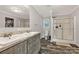 Bathroom featuring double sinks, a walk-in shower and plenty of counter space at 159 Blackmon Pond Rd, Lancaster, SC 29720