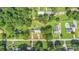 Overhead aerial view of the property within a red line, showing the yard and surrounding landscape at 1593 Bloomfield Rd, Rock Hill, SC 29732