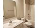 Bathroom featuring a tub/shower combo and single sink vanity, neutral colored walls and tile floors at 195 Willow Valley Dr, Mooresville, NC 28115
