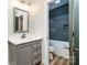 Bathroom with an open-door view into the shower over bath at 240 Mark Ryan Ln, Dallas, NC 28034