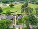 Stunning aerial view of a charming home with lush landscaping, adjacent to the Myers Park Country Club golf course at 2636 Chilton Pl, Charlotte, NC 28207