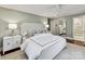 Bright bedroom featuring a comfortable bed, ceiling fan, and stylish bedside lighting at 2636 Chilton Pl, Charlotte, NC 28207