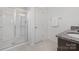 Modern bathroom with a glass-enclosed shower and granite countertop vanity at 4060 Beacon Ave # 148, Monroe, NC 28110