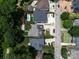 An aerial view displays several residences with well-manicured yards and a sparkling pool, surrounded by lush greenery at 612 Ideal Way, Charlotte, NC 28203