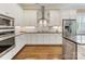 Stylish kitchen with stainless steel appliances, white cabinets, and hardwood floors offers modern convenience at 612 Ideal Way, Charlotte, NC 28203
