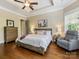 Inviting main bedroom with a trey ceiling, a cozy sitting area, and large windows offering plenty of natural light at 612 Ideal Way, Charlotte, NC 28203