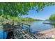 Picturesque waterfront view with a wooden dock and calm water, perfect for enjoying peaceful lake living at 639 Panther Point Trl, Richfield, NC 28137