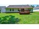 Large backyard with a wooden deck, ideal for enjoying the outdoors and entertaining at 676 Rebecca Jane Dr, Mooresville, NC 28115
