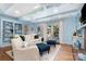 Bright living room with hardwood flooring, fireplace, built-in shelving and accent lighting at 935 Trentle Ct, Charlotte, NC 28211