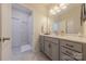 Bathroom featuring a single vanity, neutral paint, and shower with curtain at 1178 Arges River Dr, Fort Mill, SC 29715