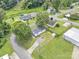Aerial view of house with a fenced yard, lush trees, and quaint neighborhood at 123 E Farmview St, Gastonia, NC 28054