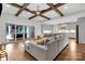 Open floor plan with living and kitchen, large sliding glass door and hardwood flooring at 2122 Goose Creek Farm Ln, Indian Trail, NC 28079