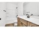 Bathroom featuring a vanity, sink, and a shower-tub combo at 354 Moore Ave, Mooresville, NC 28115