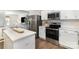 View of the kitchen featuring stainless steel appliances and white cabinets at 5690 Granbury Dr, Kannapolis, NC 28081