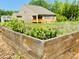 Raised garden bed filled with leafy green vegetables, with view of house in background at 11226 Dappled Light Trl, Charlotte, NC 28227