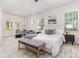 Bright main bedroom featuring neutral walls, plush carpet, a seating area, and large windows at 11226 Dappled Light Trl, Charlotte, NC 28227