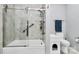 Bright bathroom featuring a shower-tub combination and modern fixtures at 14451 San Paolo Ln, Charlotte, NC 28277